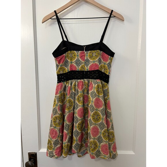 Altar'd State Women's Spaghetti Strap Yellow Red Black Print Mini Dress Size S - Picture 2 of 12